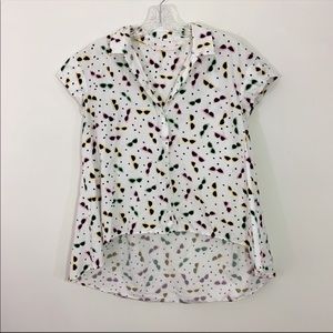ZARA | Sunglasses Print High / Low Hem Top Sz. M